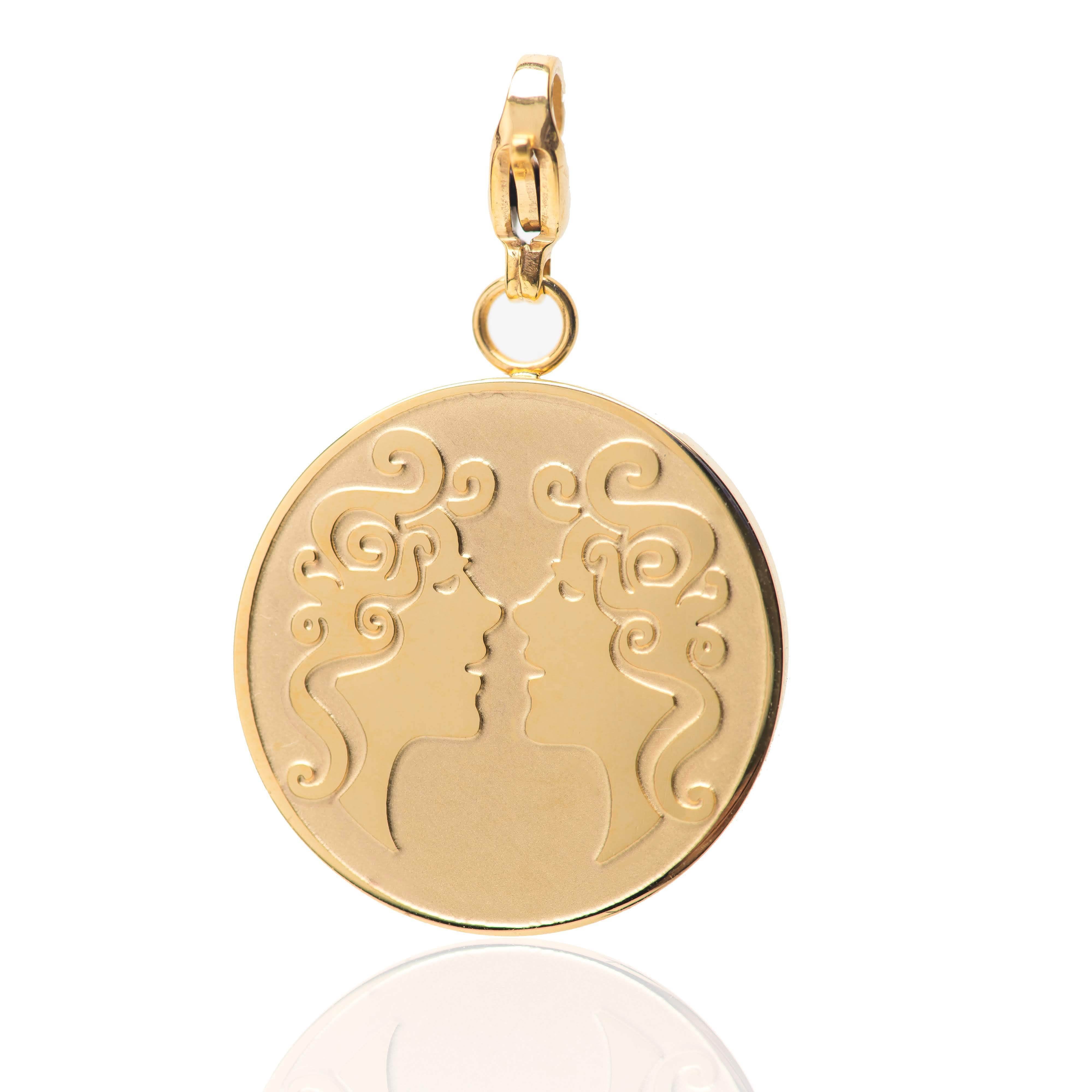 Gemini Zodiac Sign Medallion Necklace