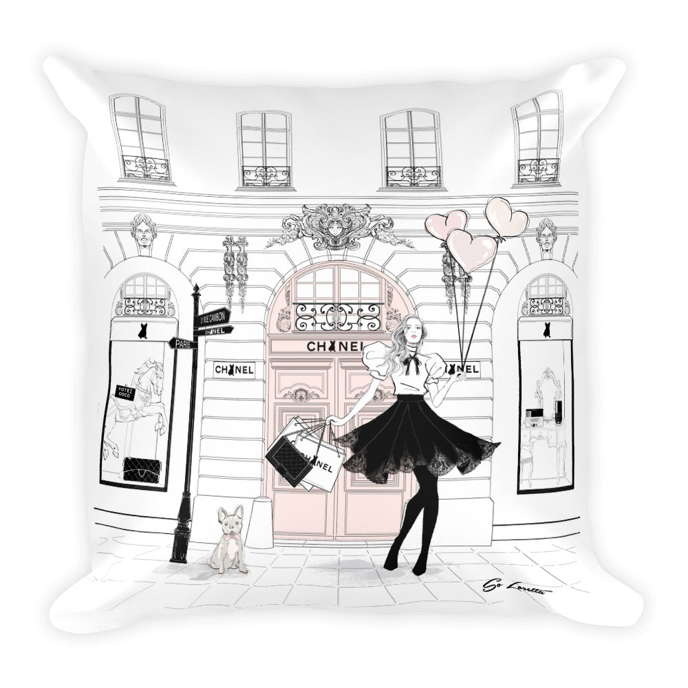 Paris in Pink Pillow - French Bulldog